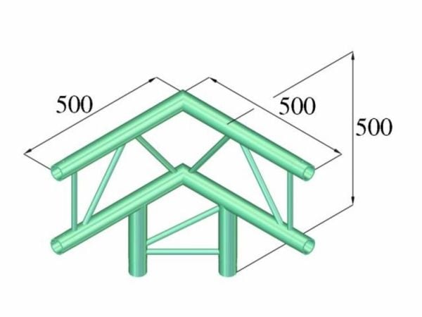 Alutruss BILOCK BQ2-PAL31V 2-punkts travers 3-veis hjørne 90°