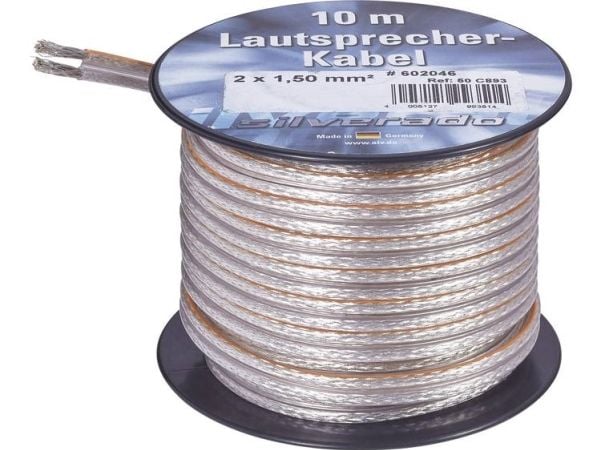 AIV 23555L Kaiutinkaapeli 2 x 1,50 mm² hopea 10 m