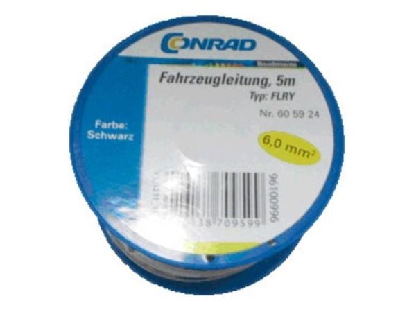 Conrad Components 605924 Ajoneuvon kaapeli FLRY-B 1 x 6 mm² Musta 5 m