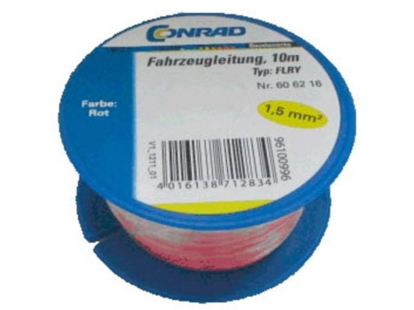 Conrad 606216, 1,5 mm², Punainen, -40 - 90 °C, 18 A, 10 m