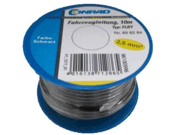 Conrad Components 606284 Ajoneuvokaapeli FLRY-B 1 x 2,50 mm² Musta 10 m