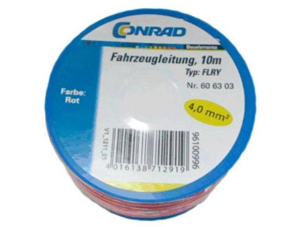 Conrad 606303, 10 m, Punainen, 3,5 mm, 4 mm², -40 - 90 °C, Puola