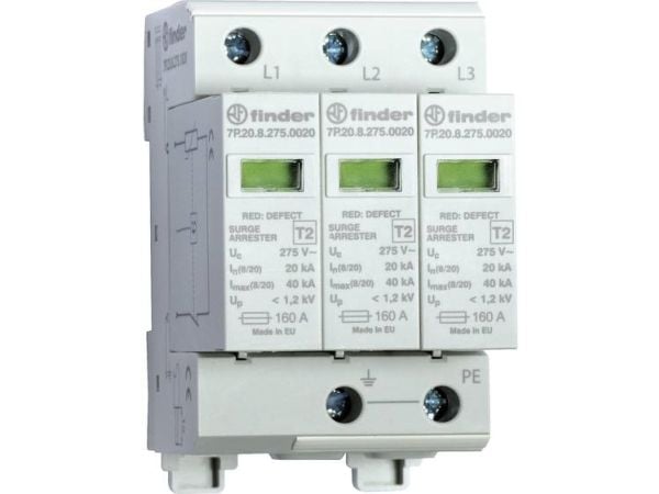 Finder 7P.23.8.275.1020 7P.23.8.275.1020 Ylijännitesuoja Ylijännitesuoja: Jakokaappiin 20 kA 1 kpl 1 kpl