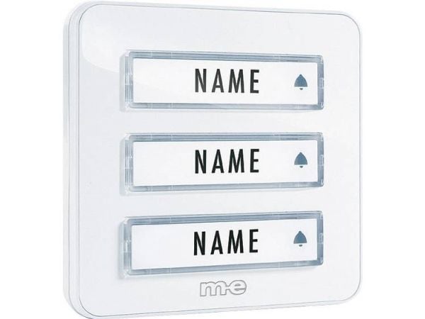 M-E MODERN-ELECTRONICS Klingeltaster KTA 3 Familien wei&szlig (KTA-3 W)