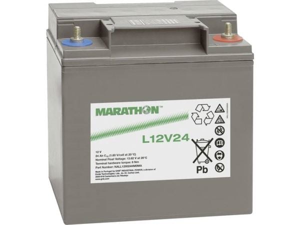 GNB Marathon L12V24 blybatteri 12 V 23,5 Ah (B x H x T) 168 x 174 x 127 mm M6 skrutilkobling vedlikeholdsfritt
