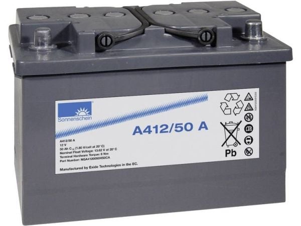 GNB Sonnenschein A412/50 A Lyijyakku 12 V 50 Ah Lyijygeeli (B x K x S) 278 x 190 x 175 mm Kartiopylväs Huoltovapaa