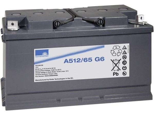 GNB Sonnenschein A512/65 G6 blybatteri 12 V 65 Ah blygel (B x H x D) 353 x 190 x 175 mm M6 skruekobling vedlikeholdsfri