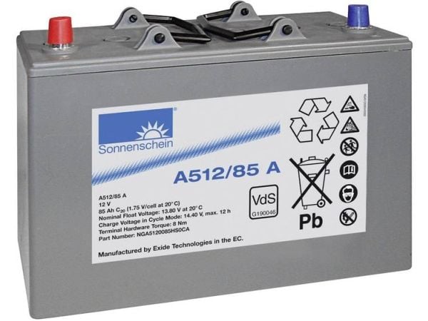 GNB Sonnenschein A512/85 A Blybatteri 12 V 85 Ah Bly-gel (B x H x D) 330 x 236 x 171 mm Konusp- Vedligeh-delsfri, VDS-sertifisering