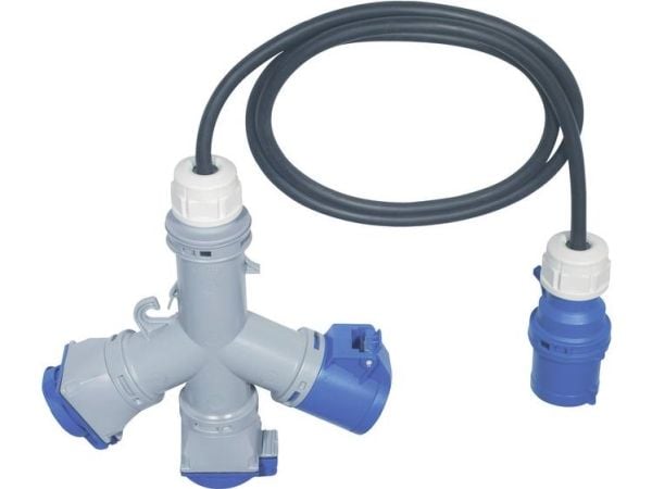 Cee 3-Way Power Distributor 16 A Socket 230 V~ 2, Cee 16 A, 230 V~ 1