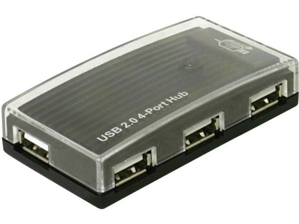 DeLOCK HUB USB 2.0 external 4 port, 480 Mbit/s, Windows 98SE/2000/XP/XP-64/Server 2003, Linux Kernel 2.6 +