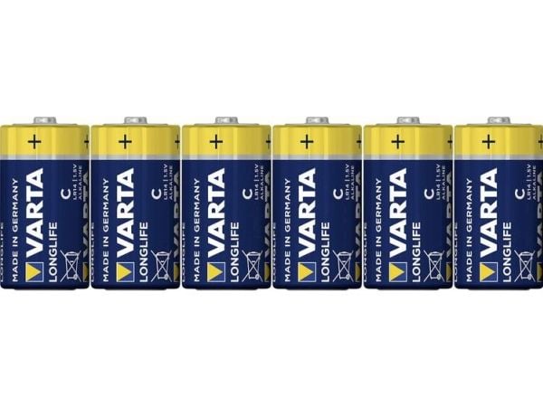 Varta 4114, Kertakäyttöinen akku, C, Alkali, 1,5 V, 6 kpl, Sininen, Keltainen