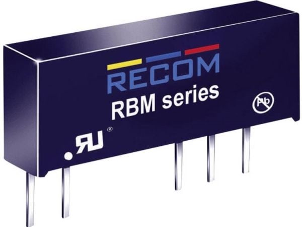 RECOM RBM-0505D DC/DC-muunnin, piirilevy 5 V/DC 5 V/DC 5 V/DC, -5 V/DC 100 mA 1 W Lähtöjen määrä: 2 x