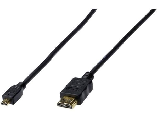 ASSMANN - HDMI-kabel med Ethernet - 19 pin micro HDMI Type D hann til HDMI hann - 1 m - trippel beskyttelse - svart