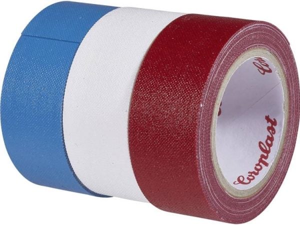 Coroplast 31081 tekstiltape blå, rød, hvit (L x B) 2,5 m x 19 mm, 3 stk