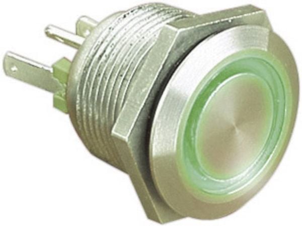 Bulgin MPI002/28/GN Kiinteä painike 24 V/DC 0,05 A 1 x Pois päältä/(Päälle) Kosketus Vihreä (Ø x L) 22 mm x 32,7 mm IP66 1 kpl