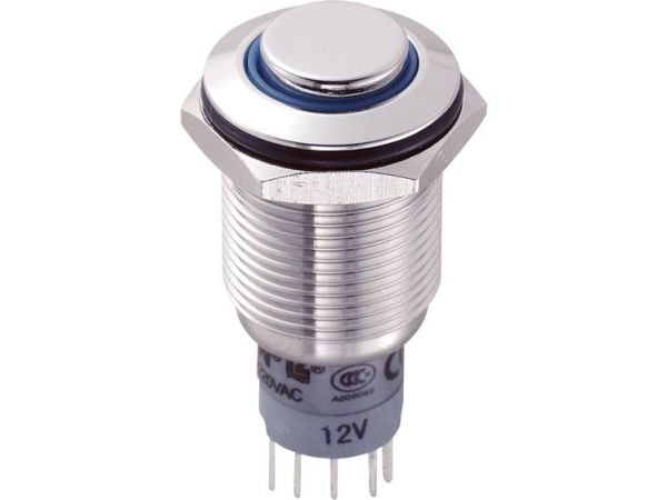 TRU COMPONENTS LAS2GQH-11E/B/12V/S/P Kiinteä painike 250 V/AC 3 A 1 x On/(On) Kosketus sininen 1 kpl