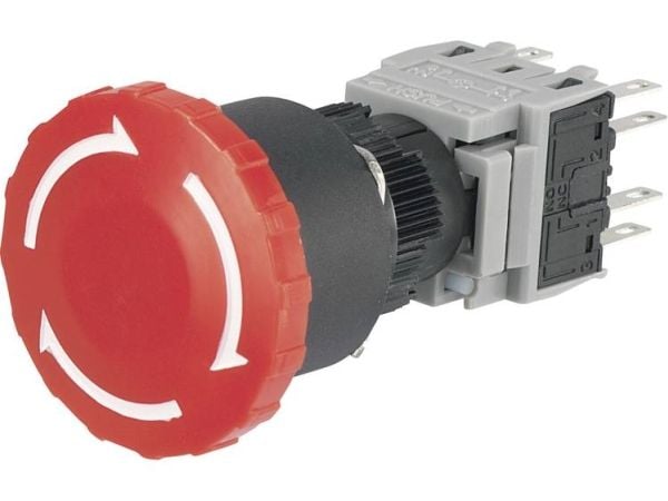 TRU COMPONENTS LAS1-BY-22TSA Nødstopknap 250 V/AC 3 A 2 x brydekontakt, 2 x sluttekontakt IP40 1 stk