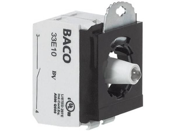 BACO BA333EAWH11 Kontaktelement, LED-element med fästadapter 1 x brytkontakt, 1 x slutkontakt Vit Touching 230 V 1 st