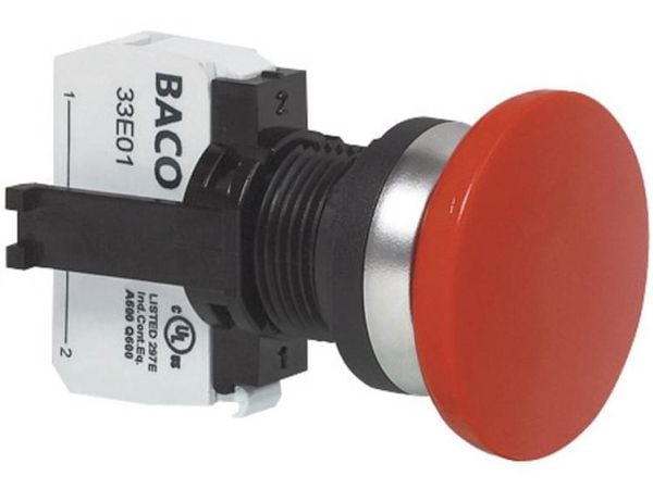 BACO L21AD01C Nødstopknap Frontring muovi, Forkromet 600 V 10 A 1 x brydekontakt IP69K 1 stk 1 stk