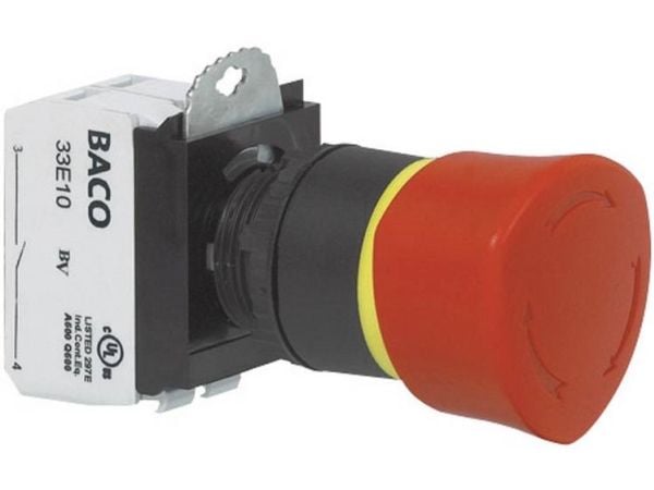 BACO L22ER01D Nødstopknap Frontring muovi, Sort 600 V 10 A IP69K 1 stk 1 stk