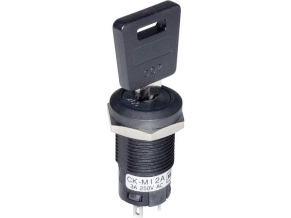 NKK-kytkimet CKM12BFW01 Avainkytkin 250 V/AC 3 A 1 x On/On 1 x 90 ° 1 kpl
