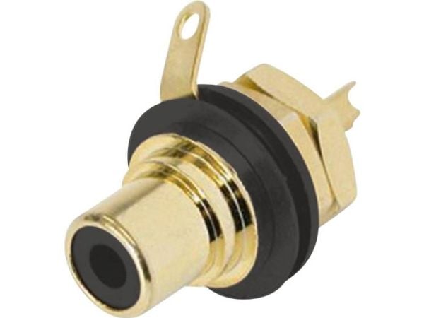 Cablenet Neutrik RCA Gold Panel Mount Socket Insulated Black