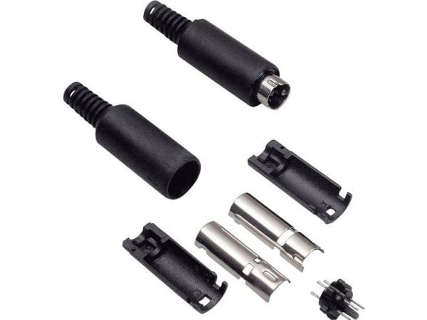 BKL Electronic 0204004, Pin-kontakt, Rett, Hankjønn, 12 V, 2 A, Sort