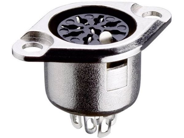 Lumberg 0103 06, DIN 6-polet, metallisk, nikkel, sink, sølv, 30 mO, 60 V