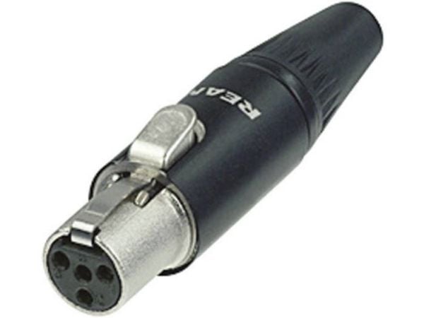 REAN RT4FC-B, XLR, svart, sølv, sink, gull, 5 A, -30 - 85 °C