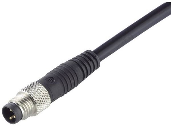 SIDONTA 79-3381-52-04, 2 m, M8, Hanstik, musta, polyuretaani (PUR), -25 - 85 °C:n lämpötilat