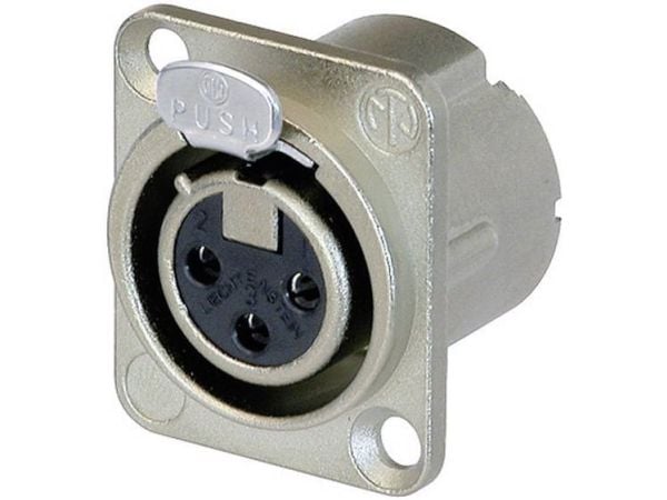 Neutrik NC3FD-LX, XLR, Aluminium, Hunkjønn, Rett, Metall, Nikkel/gull