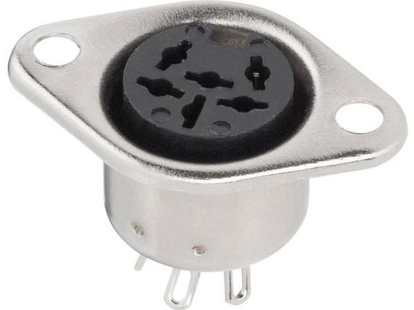 BKL Electronic 0208094 DIN rundkontakt - flensetilkobling - kontakter rett pol - poler 6 - sølv - 1 stk