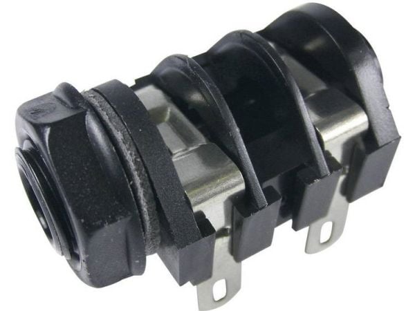 Cliff CL1160A Jack-plugg 6,35 mm Kontakt, innfelt horisontal Antall pinner: 2 Mono Svart 1 stk