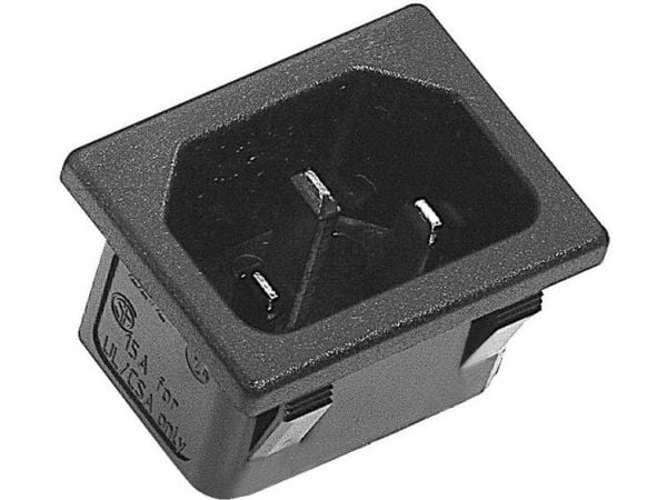 K&B 42R023212150 IEC-liitin 42R-sarja (verkkoliitin) 42R Liitin, pystysuora asennus Navat yhteensä: 2 + PE 10 A Musta 1 kpl