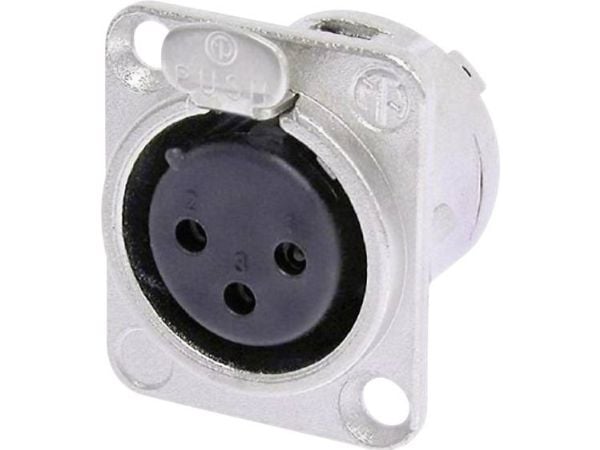 Neutrik NTR-NC3FDL1, XLR, Sort, Sølv, Nickel, Polyamid, Stål, Zink-stål, Nickel, UL, UL 94 HB, IEC 61076-2-103, IP 40, IEC 68-2-20, -30 - 80 °C