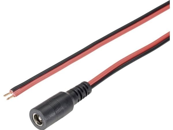 Lavspennings tilkoblingskabel åpen ende 5.5 mm / 2.5 mm / 2.00 m