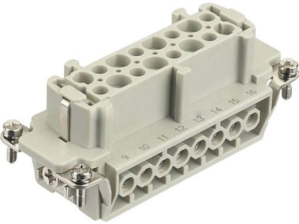 HARTING HAN E liitin, insertti tyyppi 16Bhunstikruuviliitin max 2,5mm2, 16A16napainen