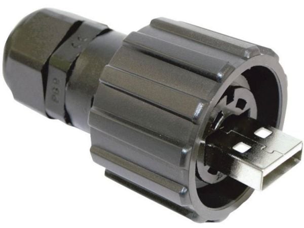 Conec 17-200121, USB 2.0, Sort, Gull, IP67, 30 V, -40 - 85 °C