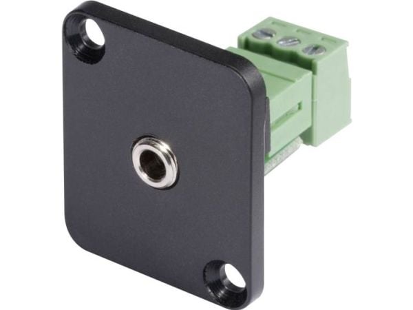 Hicon HI-J35SEFD-S jackplugg 3,5 mm flensetilkobling, rett 3-polet, svart (stereo) 1 stk
