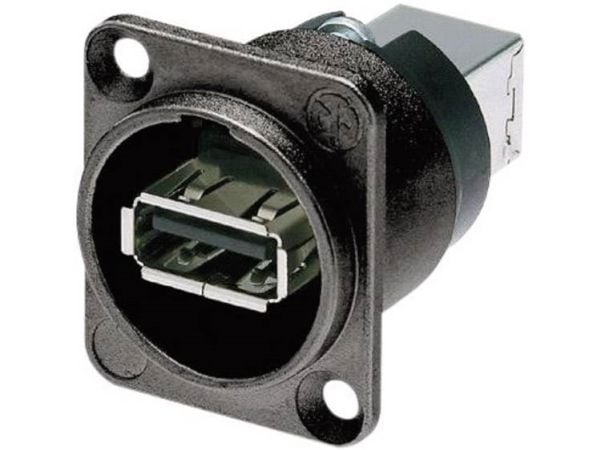 Neutrik NAUSB-B, USB A (F), USB B (M), Musta, Hopea