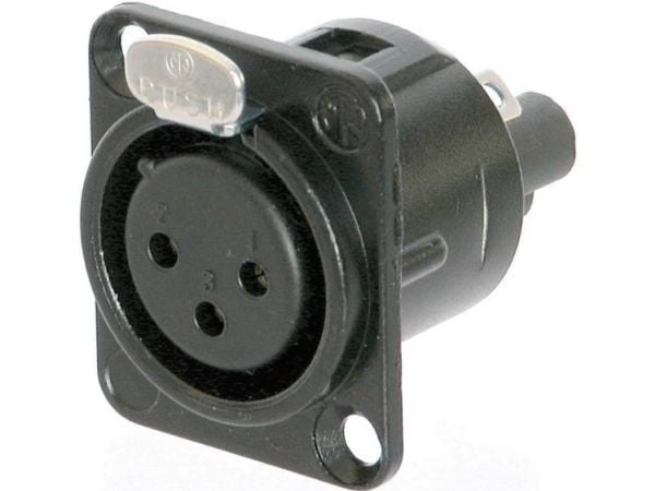 Neutrik NC3FD-S-1-B, XLR, 3P, musta, IP40, 50 V, 3 A