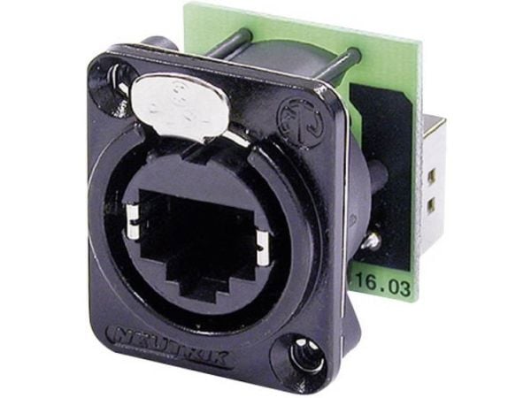 Neutrik NE8FDP-B, RJ-45, Sort, Grønn, Sølv, Hunkjønn, Rett, Cat5e, Nikkel/gull