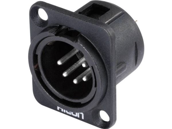 Hicon HI-X5DM-M XLR-kontakt, flensekontakt rette poler: 5 svart 1 stk