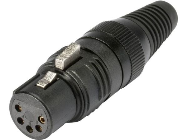 Hicon HI-X5CF-G XLR-kontakt, rett hann, 5-polet, sort, 1 stk