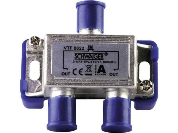 Schwaiger VTF8822 241, Kaapelin jakaja, 5 - 1000 MHz, Hopea, Alumiini, 1 kpl, 55 mm