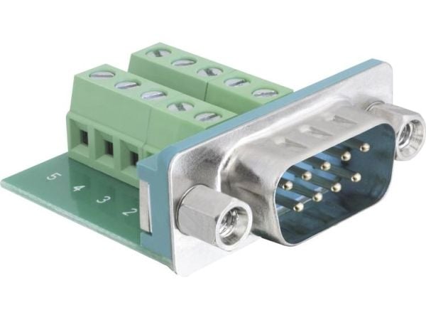 DeLOCK Sub-D 9-p M, 9-p D-Sub M, Vihreä, Hopea, 1 kpl
