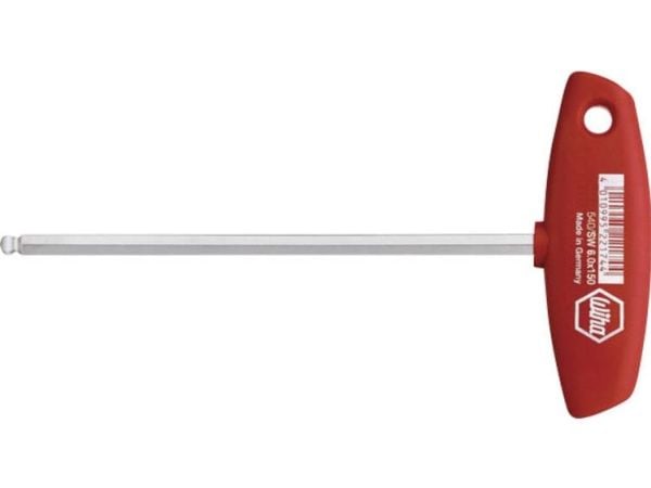 Wiha 04099, Hex-nøkkel med T-grep, Metrisk, 1 stykker, T-håndtak uten kort arm, Plastikk, Kromvanadiumstål
