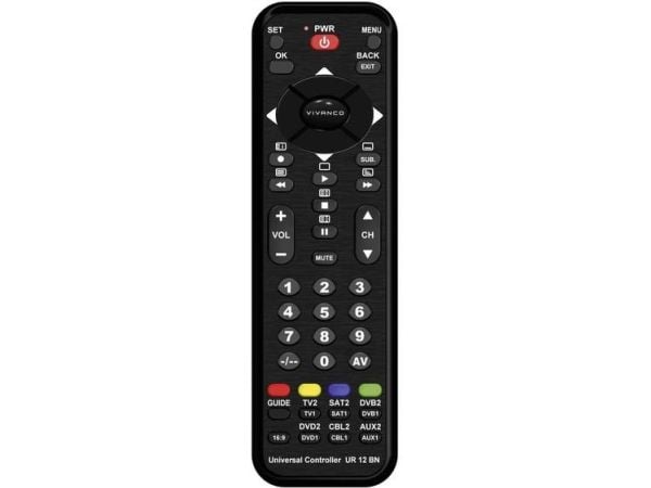 Vivanco UR 12 BN, CD/MD, DVD/Blu-ray, SAT, TV, TV-mottaksboks, VCR, Trykknapper, Sort