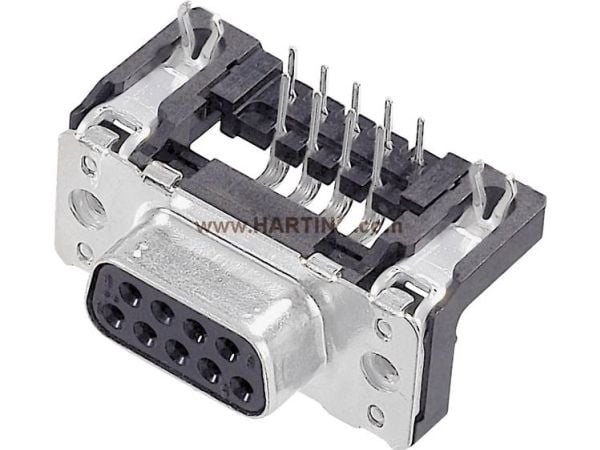Harting 09 66 152 6613, D-Sub 9-pin F, Sort, Metallisk, Hunkjønn, Fiberglass, Stål, Termoplastisk polyester (PBT), Kopper, 1000 V