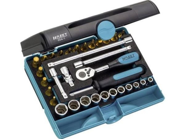 HAZET 854-1, Støpselsett, 1/4", Metrisk/imperisk, 33 hoder, 6.3 mm, 1/4"